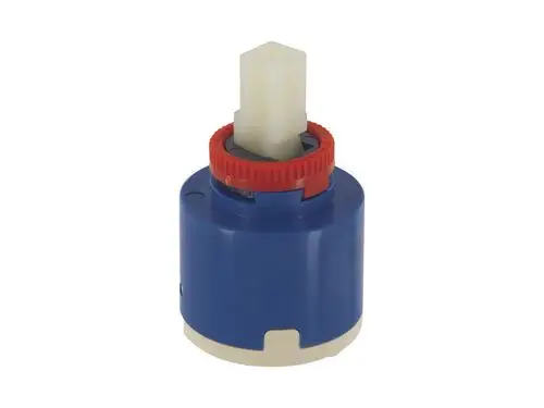 Ideal Standard Kartusche mit rotem Drehknopf und seitlichem Anschluss, geeignet für die Regulierung der Wassertemperatur in modernen Armaturen.